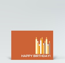 Geburtstagskarte: Postkarte orange Geburtstagskerzen Englisch