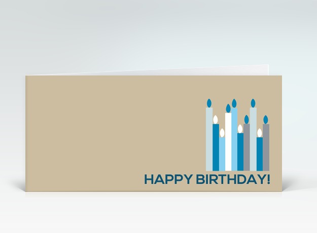 Geburtstagskarte Blaue Geburtstagskerzen Auf Beige Englisch Designer Karten De