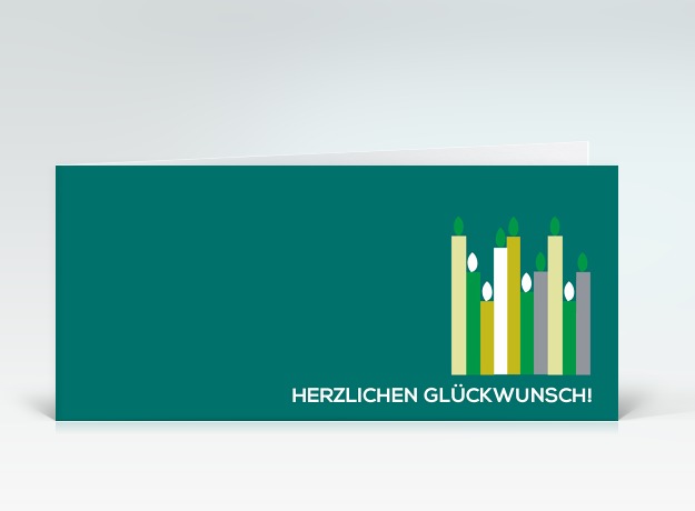 Geburtstagskarte Grüne Geburtstagskerzen Vorderseite