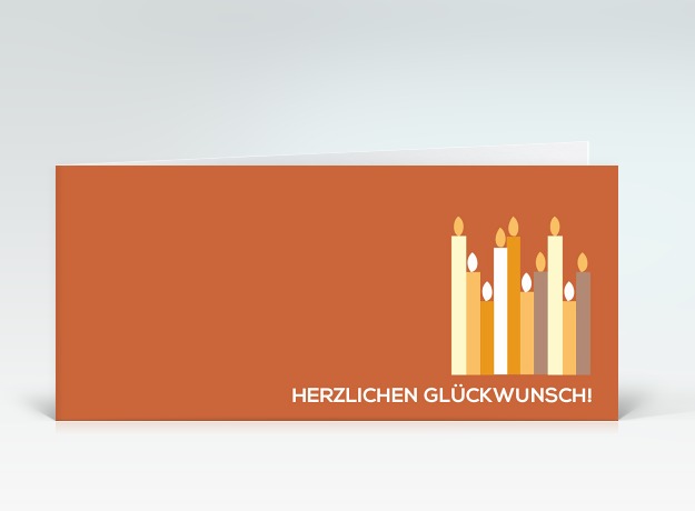 Geburtstagskarte Orange Geburtstagskerzen Vorderseite
