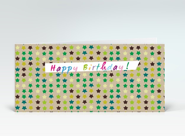 Geburtstagskarte Grune Geburtstagssterne Auf Beige Englisch Designer Karten De