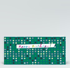 Geburtstagskarte: Grüne Geburtstagssterne englisch