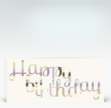 Geburtstagskarte: Happy Birthday geschwungen pastellfarben