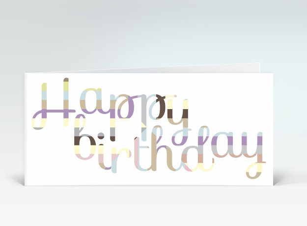 Geburtstagskarte Happy Birthday geschwungen pastellfarben Vorderseite
