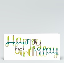 Geburtstagskarte: Happy Birthday geschwungen in grün