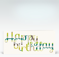 Geburtstagskarte: Happy Birthday geschwungen in grün