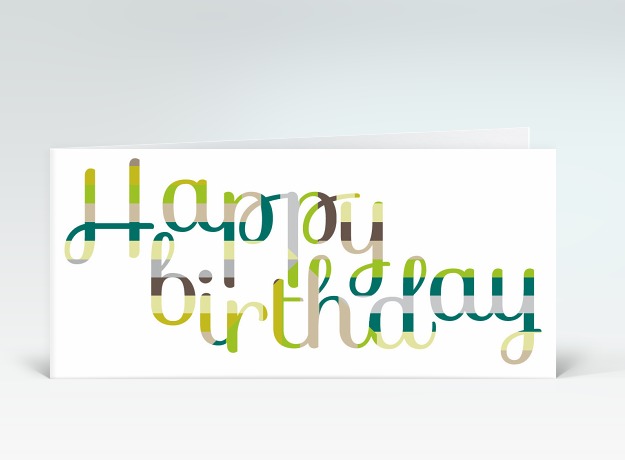 Geburtstagskarte Happy Birthday geschwungen in grün Vorderseite