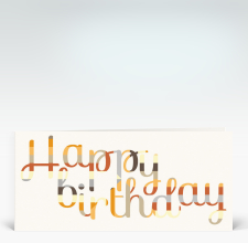 Geburtstagskarte: Happy Birthday geschwungen in orange