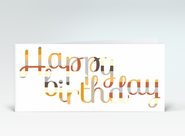 Geburtstagskarte Happy Birthday geschwungen in orange Vorderseite