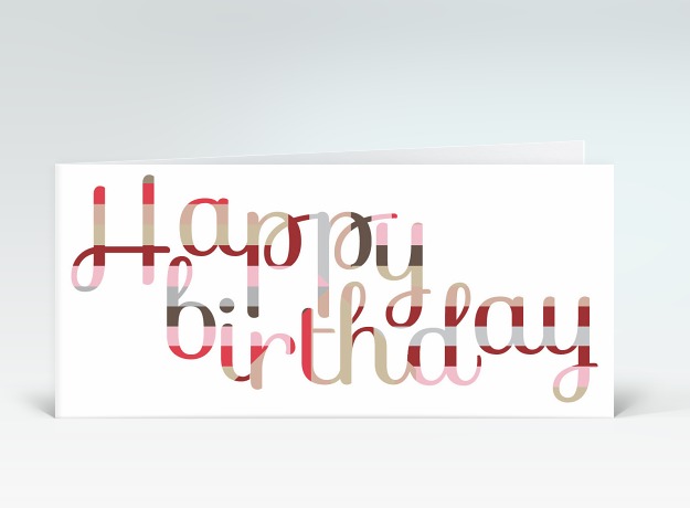 Geburtstagskarte Happy Birthday geschwungen in rot Vorderseite