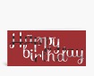Geburtstagskarten: Happy Birthday geschwungen in grau auf rot DK837