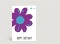 Geburtstagskarte Happy Birthday Blume Pop-Art in lila und blau Vorderseite Thumb