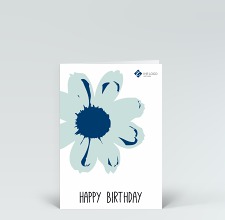 Geburtstagskarte: Happy Birthday Blume Pop-Art in blau