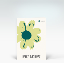 Geburtstagskarte: Happy Birthday Blume Pop-Art in grün
