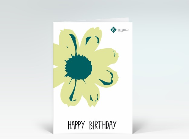 Geburtstagskarte Happy Birthday Blume Pop-Art in grün Vorderseite