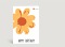 Geburtstagskarte Happy Birthday Blume Pop-Art in orange Vorderseite Thumb