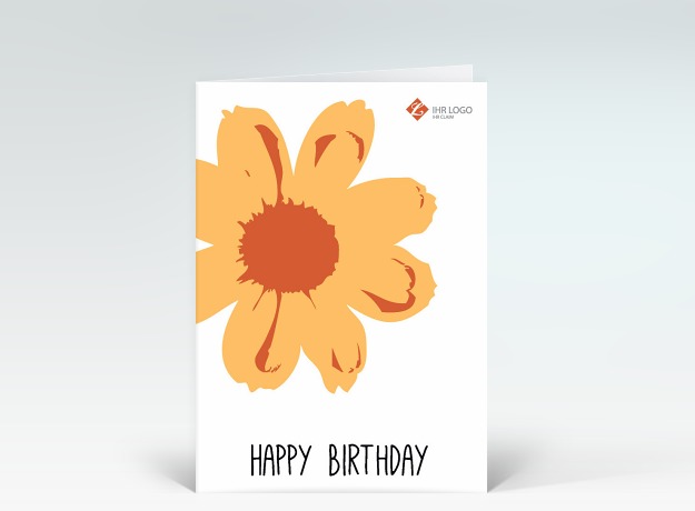 Geburtstagskarte Happy Birthday Blume Pop-Art in orange Vorderseite
