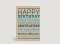 Geburtstagskarte Happy Birthday typografisch blau auf beige Vorderseite Thumb