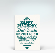 Geburtstagskarte: Happy Birthday typografisch in grün oval