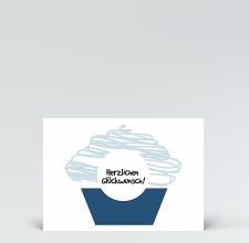 Geburtstagskarte: Postkarte Glückwunsch Muffin blau 