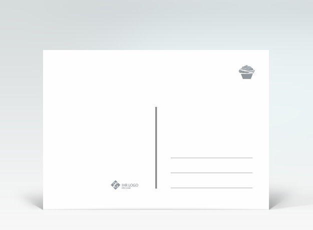 Geburtstagskarte Postkarte Glückwunsch Muffin blau Rückseite