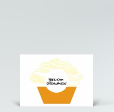 Geburtstagskarte: Postkarte Glückwunsch Muffin orange