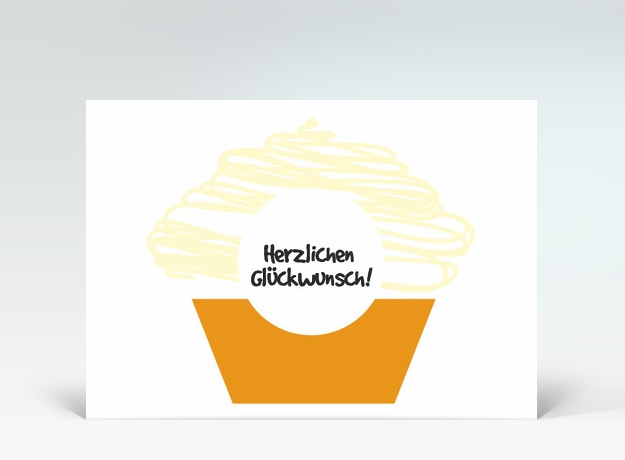 Geburtstagskarte Postkarte Glückwunsch Muffin orange Vorderseite