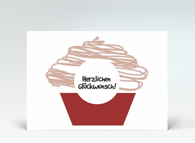 Geburtstagskarte Postkarte Glückwunsch Muffin rot Vorderseite