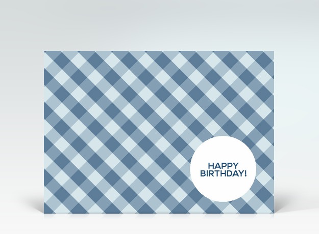 Geburtstagskarte Postkarte Birthday kariert blau Vorderseite