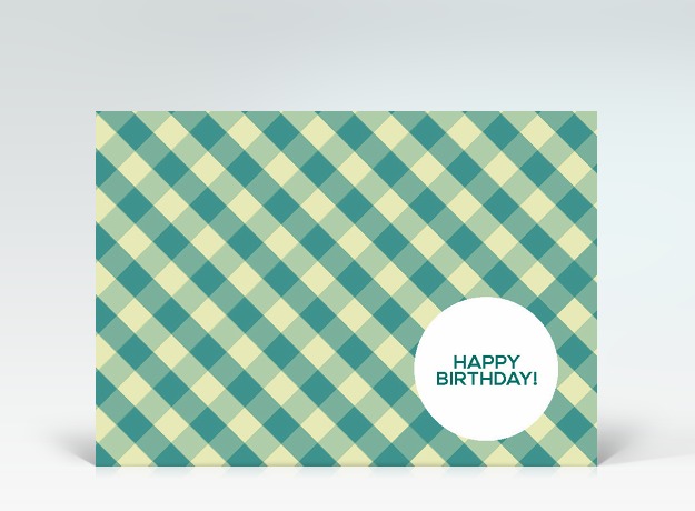 Geburtstagskarte Postkarte Birthday kariert grün Vorderseite