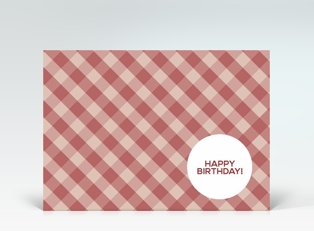 Geburtstagskarte Postkarte Birthday kariert rot Vorderseite