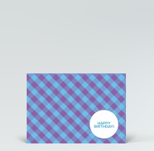 Geburtstagskarte: Postkarte Birthday kariert lila-blau