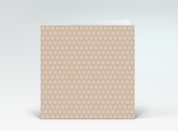 Geburtstagskarte Geschenkemuster rosa auf beige Vorderseite