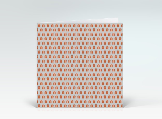 Geburtstagskarte Geschenkemuster orange auf grau Vorderseite