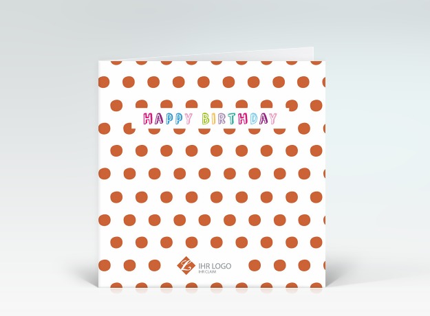 Geburtstagskarte Geburtstag Punkte orange Vorderseite