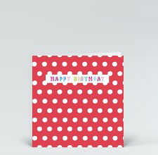 Geburtstagskarte: Birthday Punkte weiß auf rot
