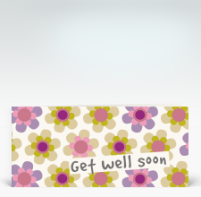 Genesungskarte: Get well Flowerpower bunt