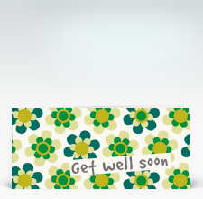 Genesungskarte: Get well Flowerpower grün