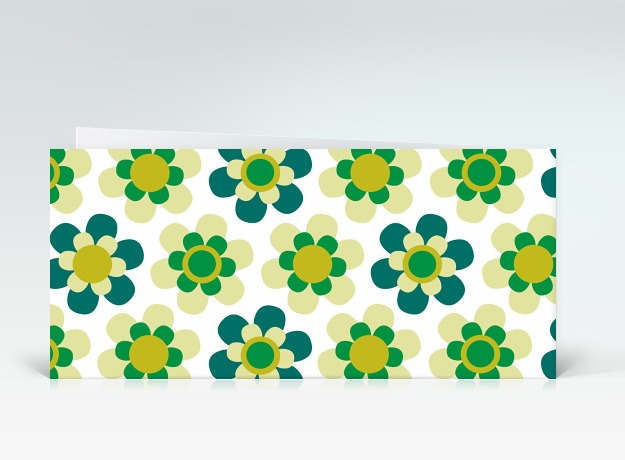 Genesungskarte Get well Flowerpower grün Rückseite
