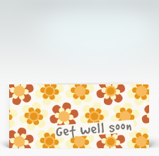 Genesungskarte: Get well flowerpower orange englisch