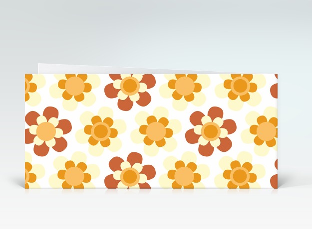 Genesungskarte Get well flowerpower orange englisch Rückseite