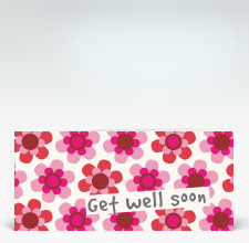 Genesungskarte: Get well Flowerpower rot