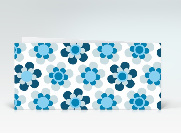 Genesungskarte Get well Flowerpower blau Rückseite