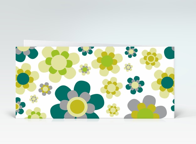 Genesungskarte Gute Besserung Flower-Power grün Rückseite
