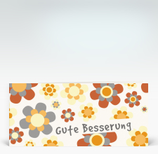 Genesungskarte: Gute Besserung Flower-Power orange