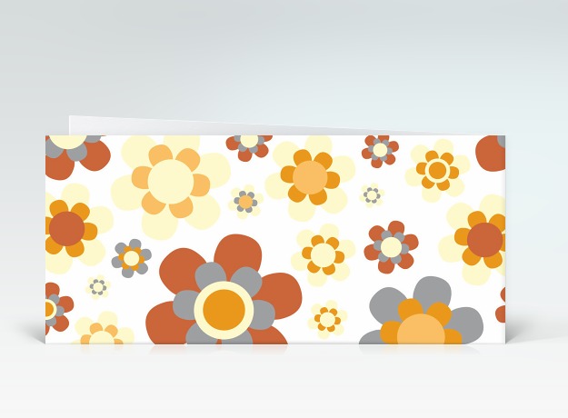 Genesungskarte Gute Besserung Flower-Power orange Rückseite