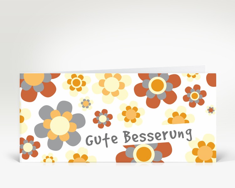Genesungskarte "Gute Besserung Flower-Power orange" | Designer-Karten.de