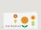 Genesungskarte Besserungs-Blumen orange auf Pünktchen Vorderseite Thumb