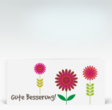 Genesungskarte: Besserungs-Blumen rot
