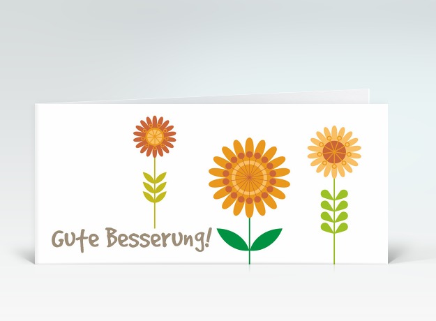Genesungskarte Besserungs-Blumen orange Vorderseite